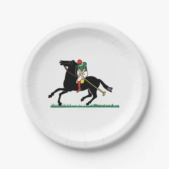 Vintager Polo Player auf Pony Pappteller (Vorderseite)