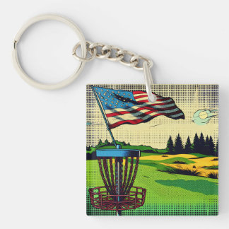 Vintager Pop Art American Flag Golf Schlüsselanhänger