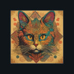 Vintager Pop Art Louis Wain Style Cat Holzdruck<br><div class="desc">Vintager Pop Art Louis Wain Style Cat</div>