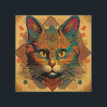 Vintager Pop Art Louis Wain Style Cat Holzdruck<br><div class="desc">Vintager Pop Art Louis Wain Style Cat</div>