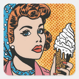 Vintager Pop Kunst, Dichtung und Musik Quadratischer Aufkleber