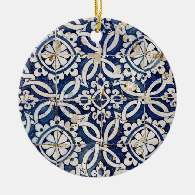 Vintager Portugiese Azulejo Keramik Ornament (Vorne)