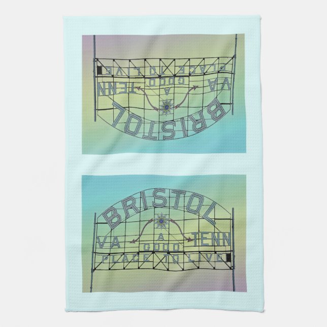Vintager Postkartenstil Bristol Slogan Zeichen 2 Geschirrtuch (Vertikal)