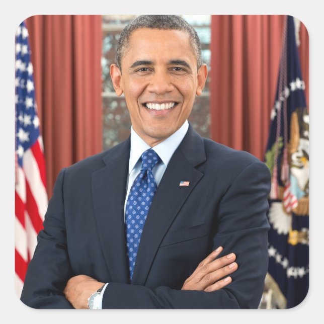 Vintager Präsident Barack Obama Portrait Quadratischer Aufkleber (Vorderseite)
