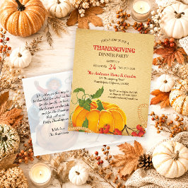 Vintager Pumpkin Erntedank Einladung Postkarte