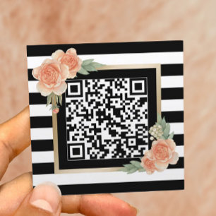 Vintager QR-Code für Flora und Fauna Quadratische Visitenkarte
