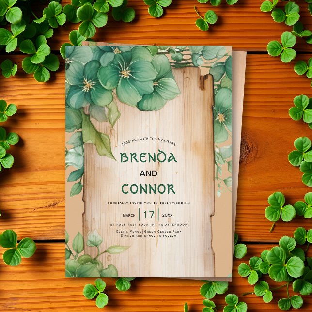 Vintager QR-Code St Patrick's Day Hochzeit Einladung (Von Creator hochgeladen)