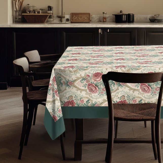 Vintager Raffinierter Blumenkorb Chic Eleganter Ra Tischdecke (Vintage Refined Floral Damask Chic Elegant Space Tablecloth)