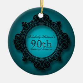Vintager Rahmen 90. Geburtstag Personalisierte Orn Keramik Ornament