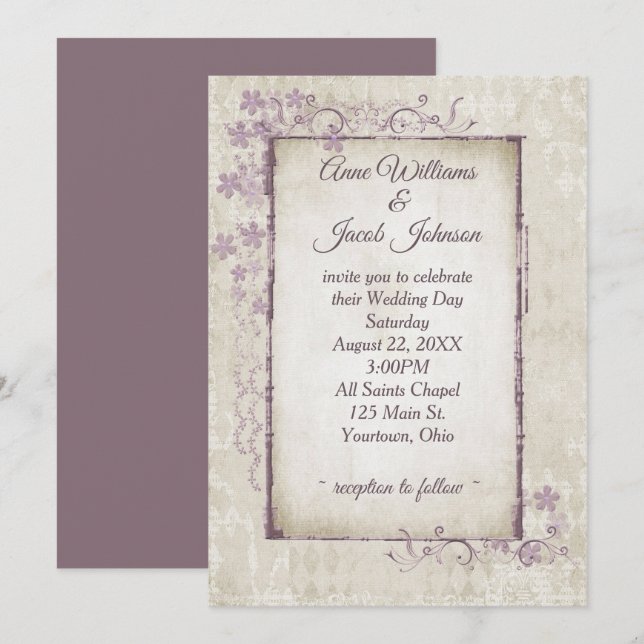 Vintager Rahmen für Hochzeiten Einladung (Vorne/Hinten)