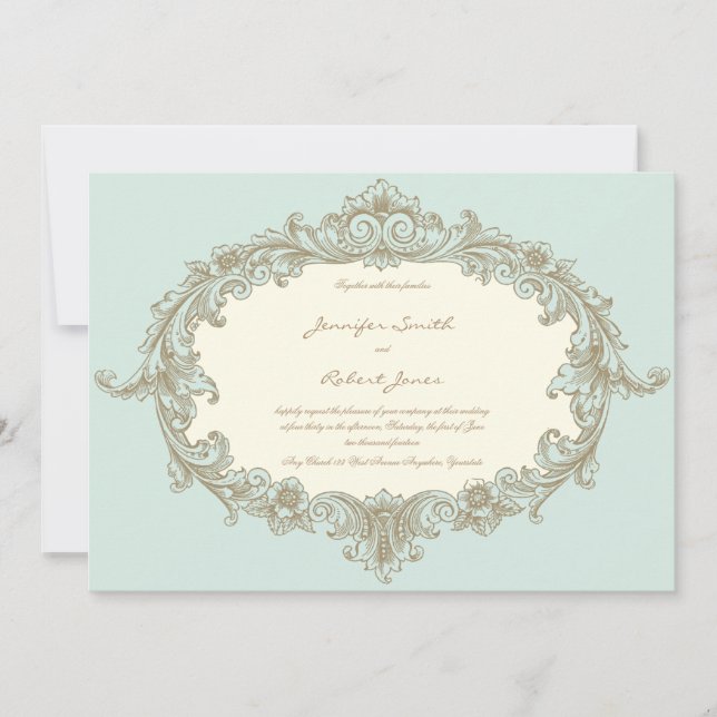 Vintager Rahmen für Hochzeitsfeiern Einladung (Vorderseite)