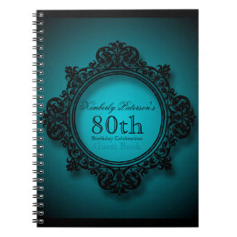 Vintager Rahmen in Blau - 80. Geburtstag Notizblock