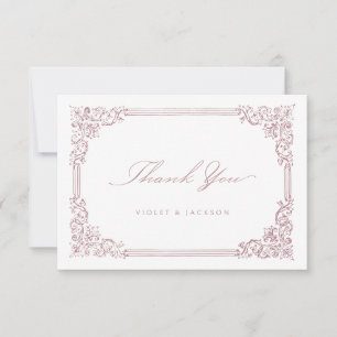 Vintager Rahmen in rosa, rosa, elegant Dankeskarte