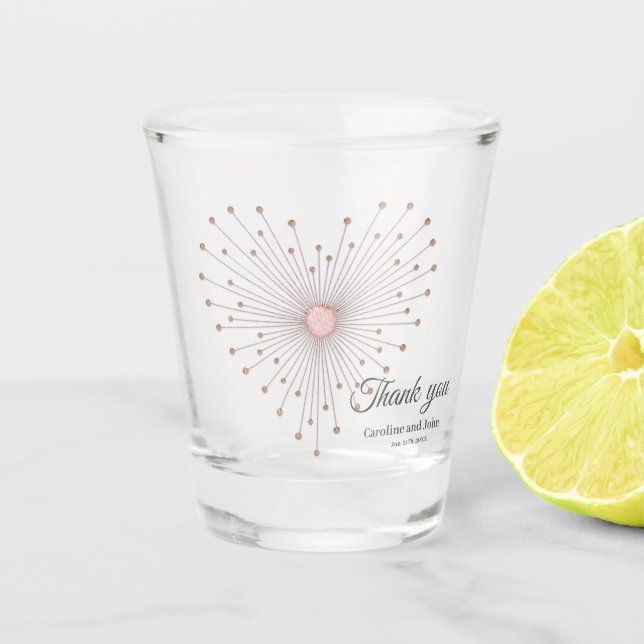 Vintager Rahmen mit aufwändigen Blumendesigns Schnapsglas (Vorderseite)