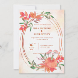 Vintager Rahmen Pumpkin Herbst Blätter Hochzeit im