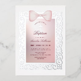 Vintager Rahmen Rosa Taufe Folieneinladung