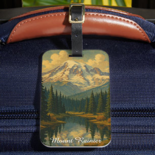 Vintager Rainier Nationalpark Retro Kunst, Dichtun Gepäckanhänger