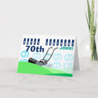 Vintager Rasenmäher-70. Geburtstags-Gruß-Karte