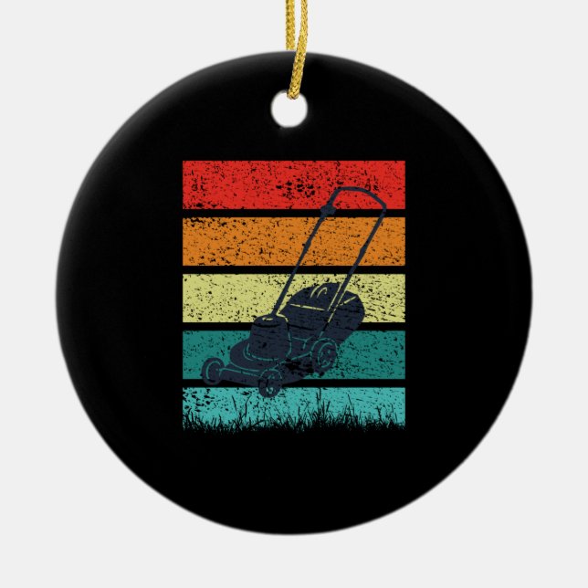 Vintager Rasenmäher Keramik Ornament (Vorne)