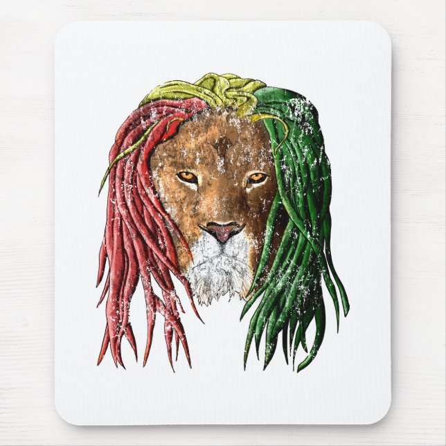Vintager Rasta Reggae-Löwe Mousepad (Vorne)