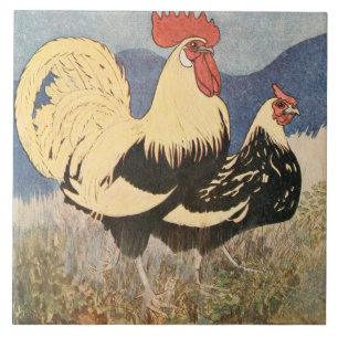 Vintager Raster und Henne Fliese
