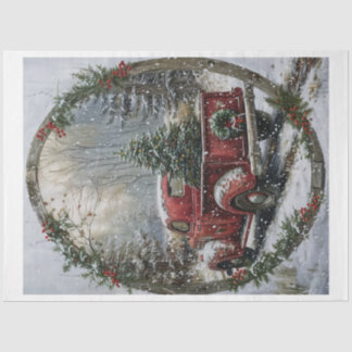 Vintager Red Christmas Truck Seidenpapier