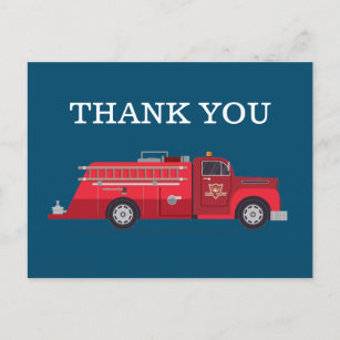 Vintager Red Fire Truck / Feuerwehrmann Motor Viel Postkarte