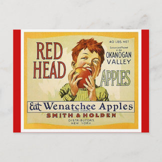 Vintager Red Head Brand Washington Apples Postkart Postkarte