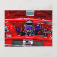 Vintager Red Hotrod Motor mit Holley Carburetor