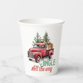 Vintager Red Lieferwagen Truck "Jingle All The Way Pappbecher