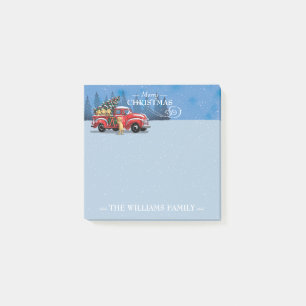 Vintager Red LKW mit Hunden Familie 3x3 Post-it Klebezettel