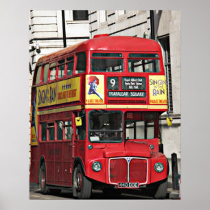 Vintager Red-London-Bus Poster