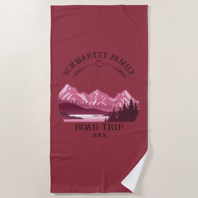 Vintager Red Mountain Lake Sunset Strandtuch (Vorderseite)