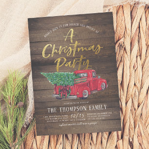 Vintager Red Truck & Kariert Rustikales Weihnachts Feiertagskarte