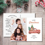 Vintager Red Truck mit Baum, Frohe Weihnachtszeit  Postkarte<br><div class="desc">Verbringen Sie Feiertagsmagazin mit dieser Postkarte mit einem festlichen Vintagen roten LKW, der einen Weihnachtsbaum trägt. Anpassen durch Hochladen Ihres vertikalen Fotos. Die Rückseite bietet Ihre eigenen Grüße, Namen und Notiz (oder löschen, um Platz für eine handschriftliche Notiz verlassen). Fügen Sie auch Ihre Rücksendeadresse auf die Rückseite. Eine Karte, die...</div>
