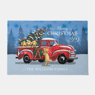 Vintager Red Truck mit Hunden Familienname Fußmatte