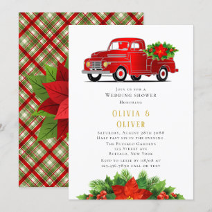 Vintager Red Truck Poinsettia Polterabend Einladung