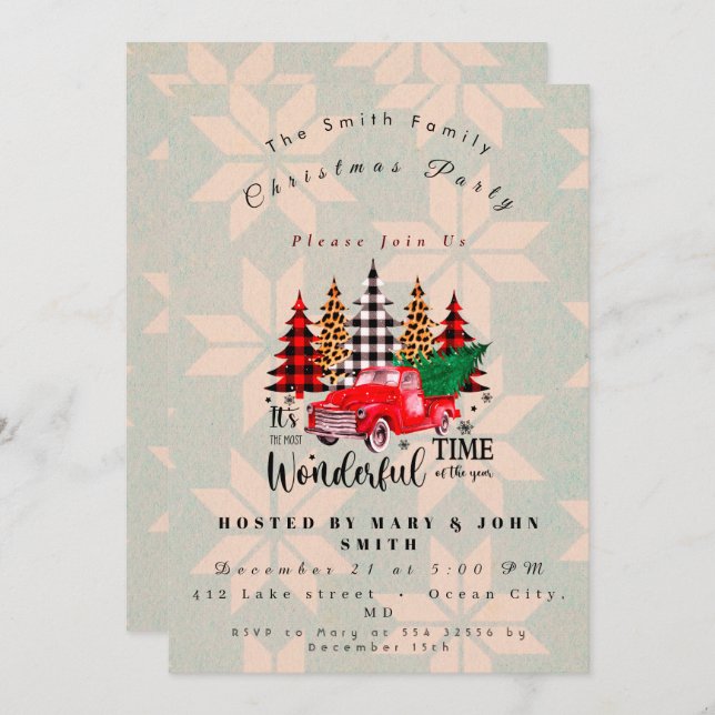 Vintager Red Truck Rustic Party Einladung (Vorne/Hinten)