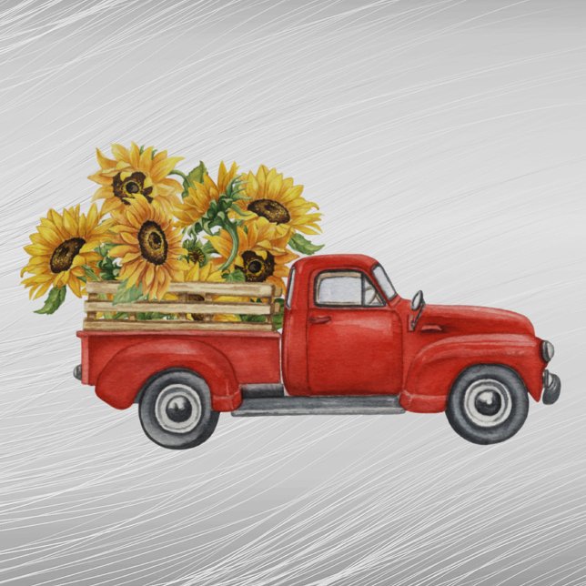 Vintager Red Truck Sonnenblumen Aufkleber (Von Creator hochgeladen)