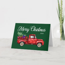 Vintager Red Truck Tree Geschenke Frohe Weihnachte Karte