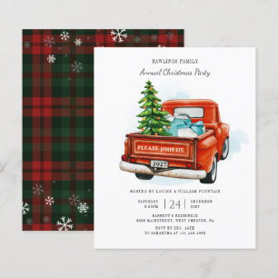 Vintager Red Truck Weihnachts-Einladung