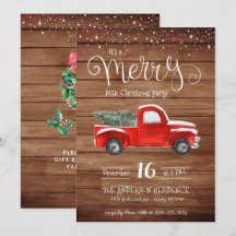 Vintager Red Truck Weihnachts-Einladung