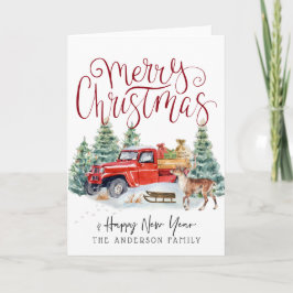Vintager Red Truck Weihnachtsurlaub Karte