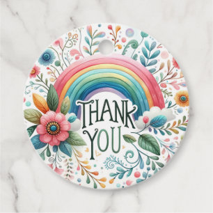 Vintager Regenbogen der Blumen Bohemisch Danke Par Geschenkanhänger