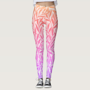 Vintager Regenbogen Willow Blätter Botanischer Tan Leggings