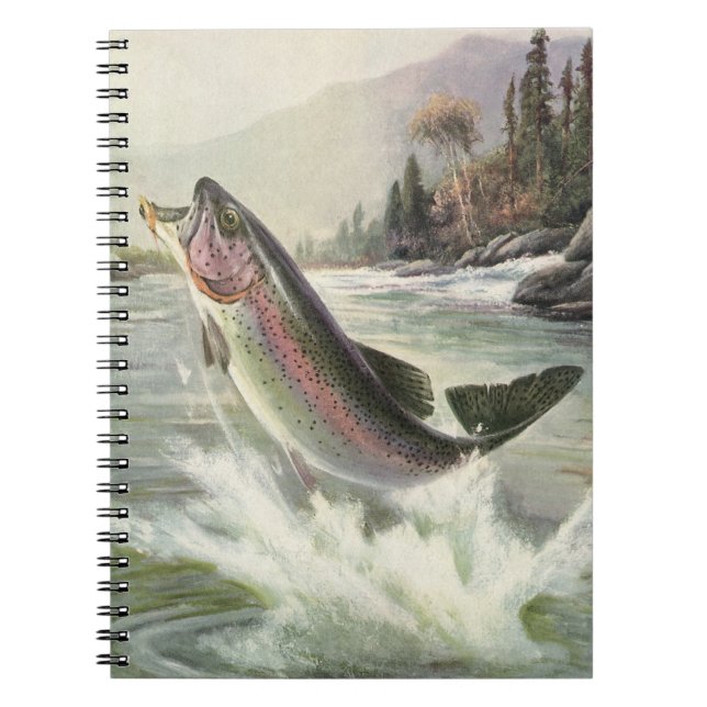 Vintager Regenbogenforellenfisch, Fischfang Notizblock (Vorderseite)