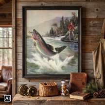 Vintager Regenbogenforellenfisch, Fischfang