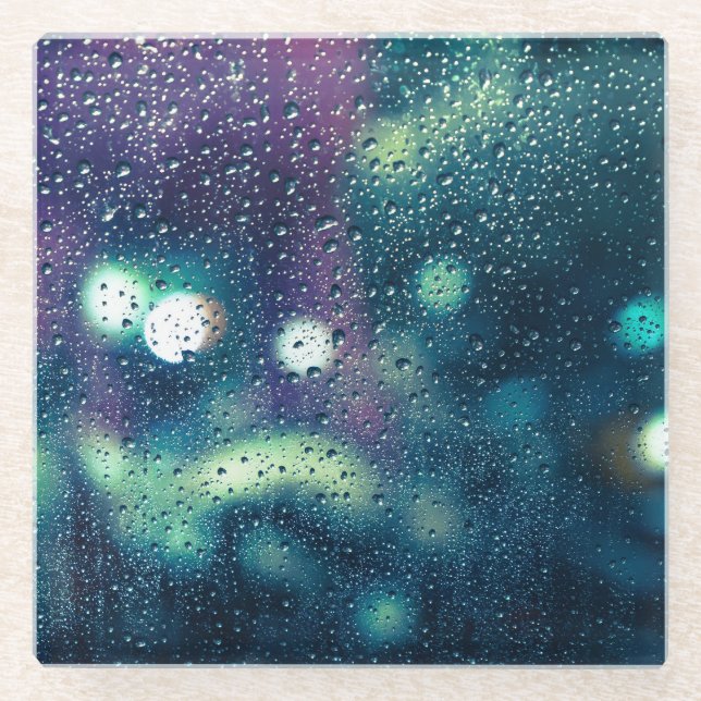 Vintager Regenfalleffekt Glasuntersetzer (Vorderseite)
