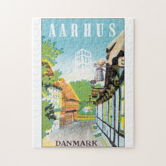 Vintager Reise-Posten Aarhus Danmark (Vertikal)