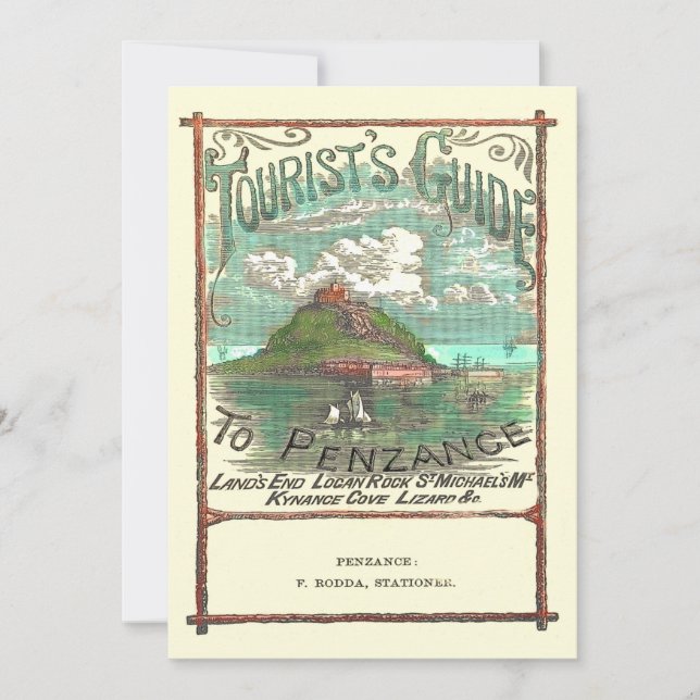 Vintager Reiseführer für Penzance Karte (Vorderseite)